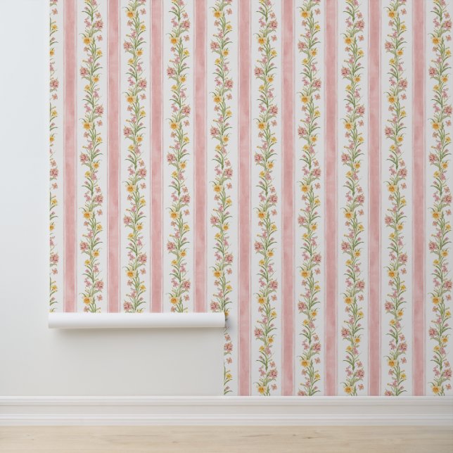 French country delicate flowers wallpaper  (Application)