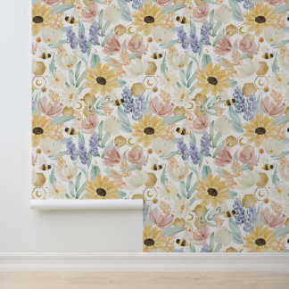 French country delicate flowers wallpaper