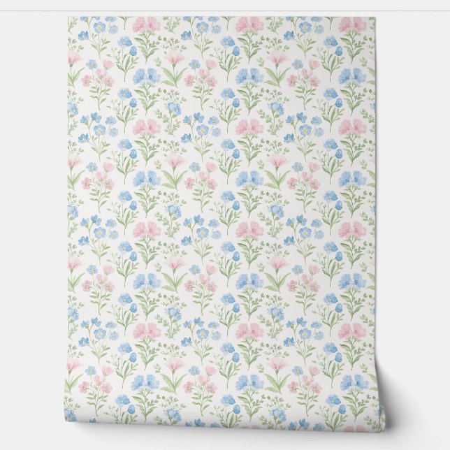 French country delicate flowers wallpaper  (Unrolling)
