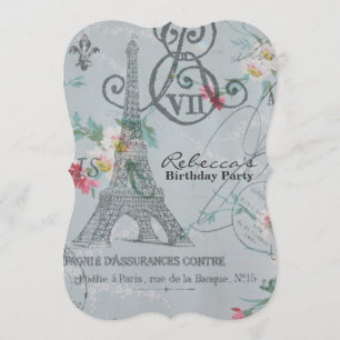 french country eiffel tower paris birthday party invitation