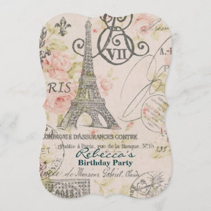 french country eiffel tower paris birthday party invitation