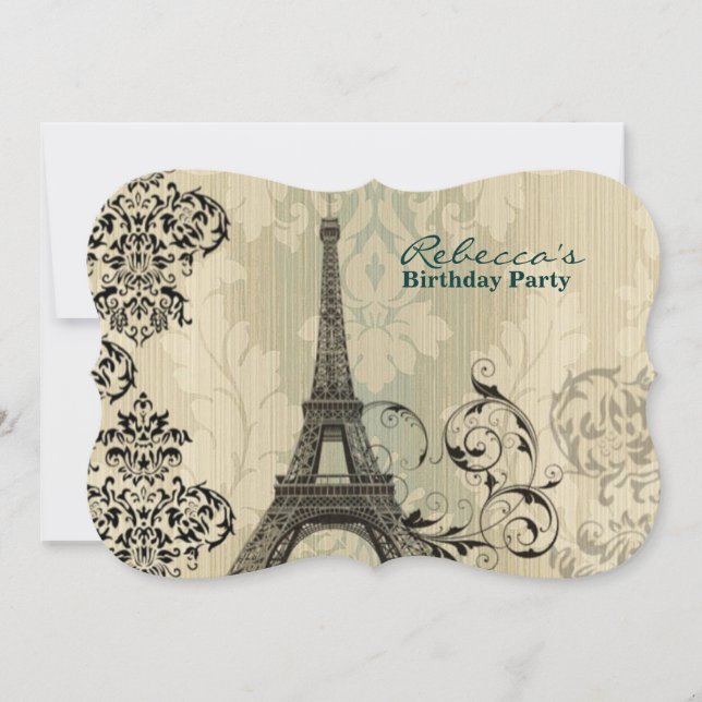 french country eiffel tower paris birthday party invitation (Front)