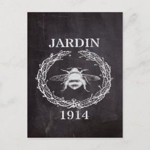 french country farmhosue chalkboard vintage bee postcard