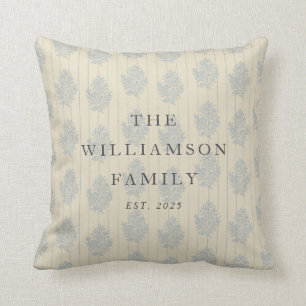 French Country Farmhouse Light Blue Floral Design  Cushion