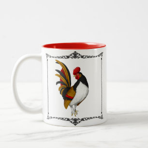 French Country Farmhouse Rooster Red Black Gold Two-Tone Coffee Mug