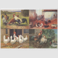 French Country Farmhouse Roosters Quad 1 Decoupage