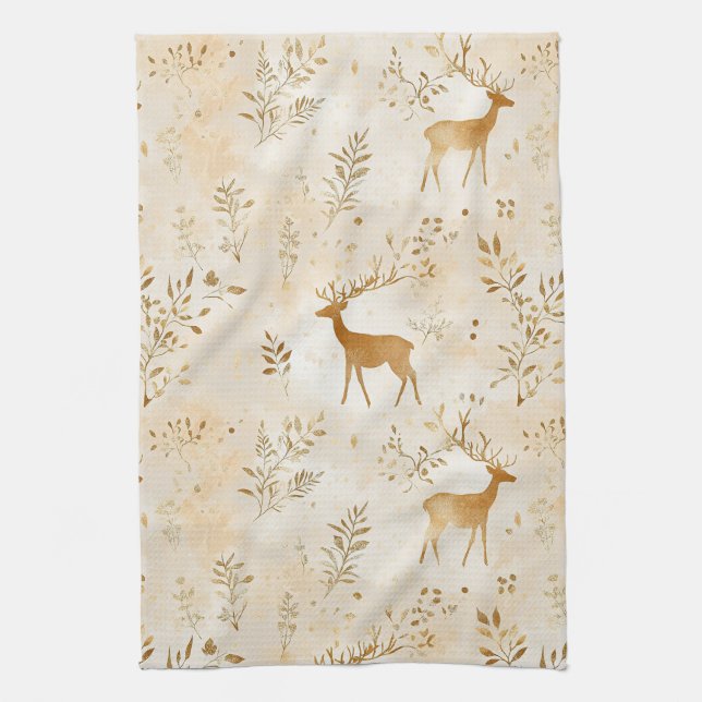 French Country Fawn Pattern Tea Towel (Vertical)