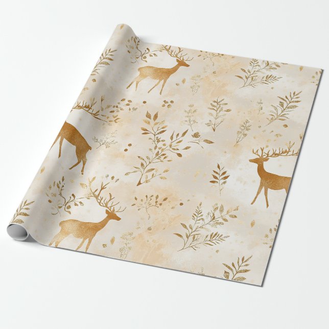 French Country Fawn Pattern Wrapping Paper (Unrolled)