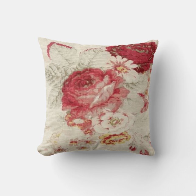 French Country Floral Print MoJo Throw Pillow (Front)