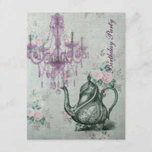 french country garden birthday tea party invitation