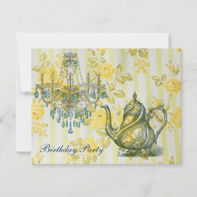 french country garden birthday tea party invitation (Front)