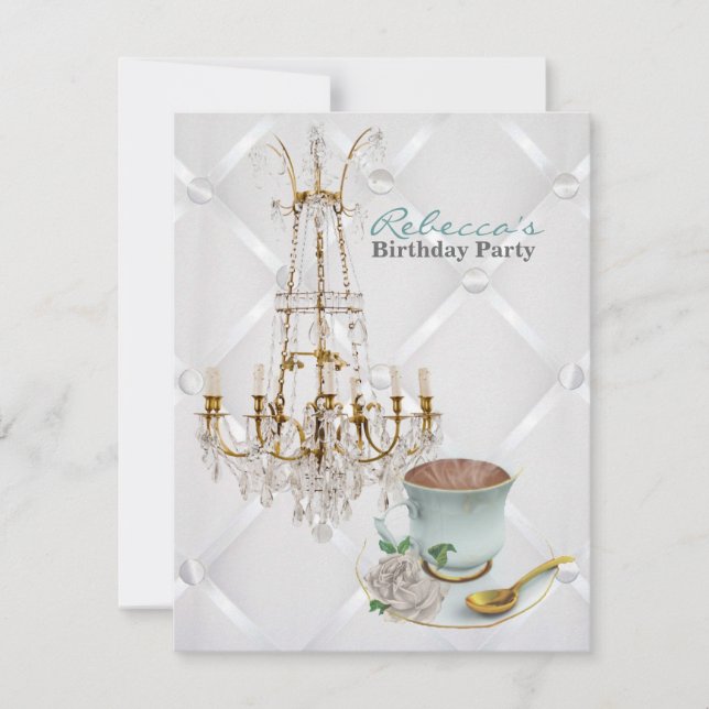french country garden birthday tea party invitation (Front)