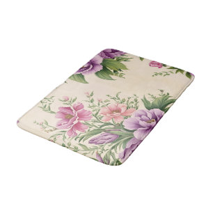 French Country Garden Lavender & Rose Blooms Bath Mat