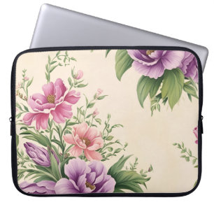 French Country Garden Lavender & Rose Blooms Laptop Sleeve