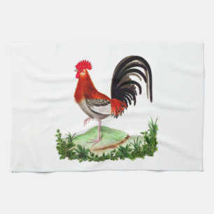 French Country Home Decor Red Rooster Tea Towel
