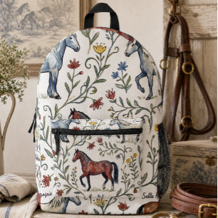 French Country Horse Printed Backpack