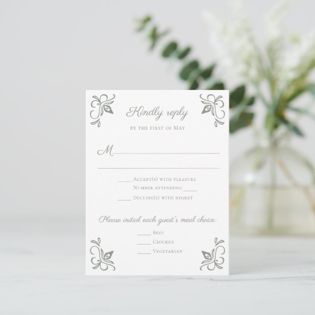French Country Lace Garden Reply Cards (Standing Front)