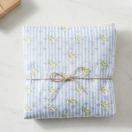 French Country Lemon – Blue Stripe Bow Pattern Tissue Paper