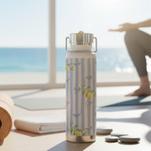 French Country Lemon – Blue Stripe Bow Pattern