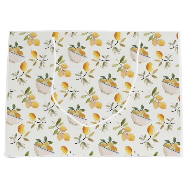 French Country Lemon Pattern Gift Bag (Front)