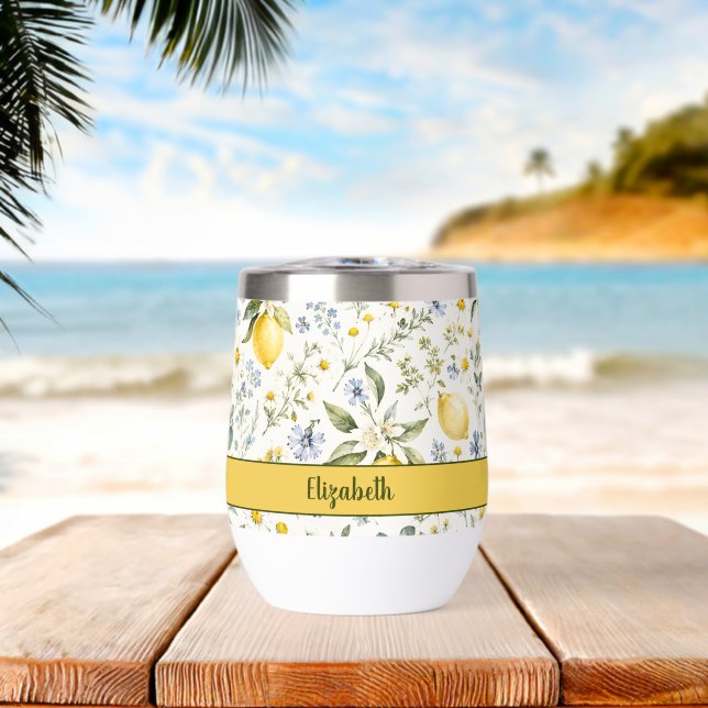 French Country Lemon Wildflower Custom Name  (Beach (Rotated))