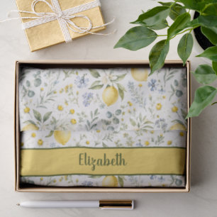 French Country Lemon Wildflower Custom Name  Tissue Paper