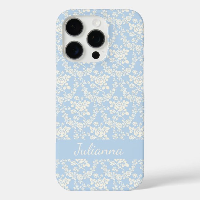 French Country Light Blue Floral Personalised Case-Mate iPhone Case (Back)