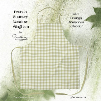 French Country Meadow Gingham - sage green plaid. Apron