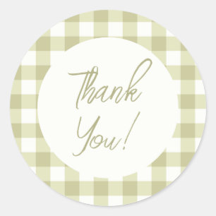 French Country Meadow Gingham - sage green plaid. Classic Round Sticker