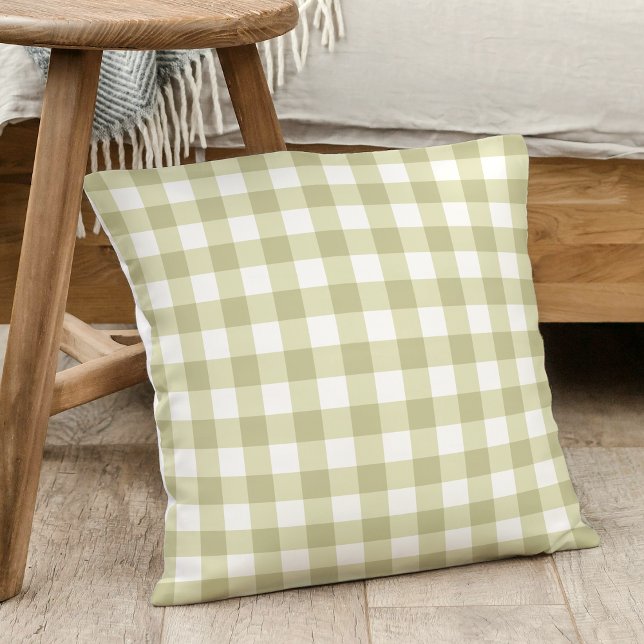 French Country Meadow Gingham - sage green plaid. Cushion (Creator Uploaded)