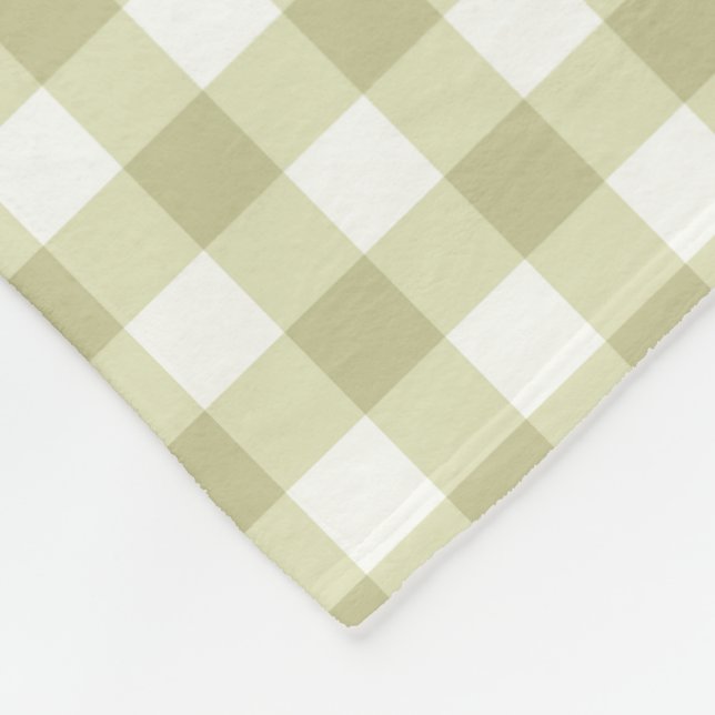 French Country Meadow Gingham - sage green plaid. Fleece Blanket (Corner)