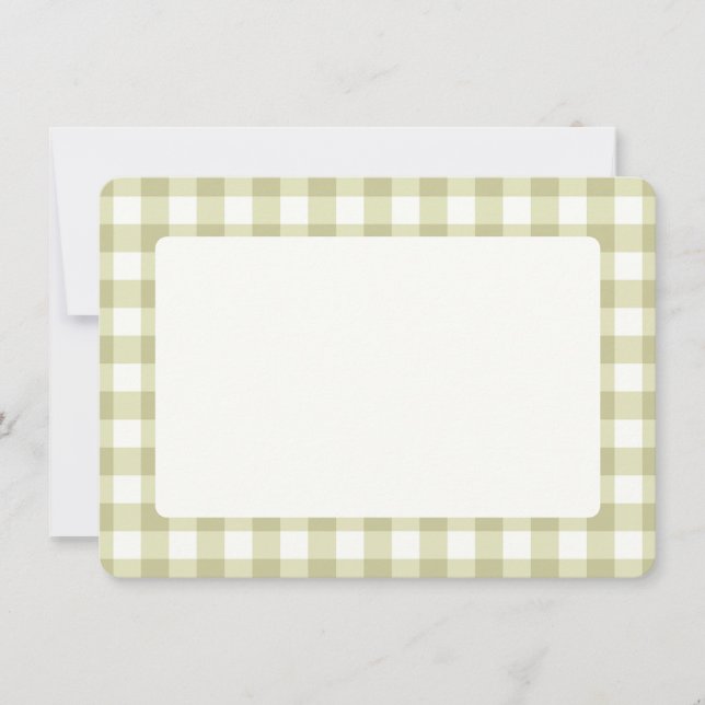 French Country Meadow Gingham - sage green plaid. Thank You Card (Front)