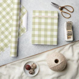 French Country Meadow Gingham - sage green plaid. Wrapping Paper