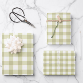 French Country Meadow Gingham - sage green plaid. Wrapping Paper Sheet