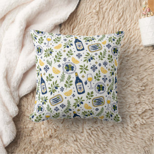 French Country Mediterranean Olive Wine Pattern Cushion