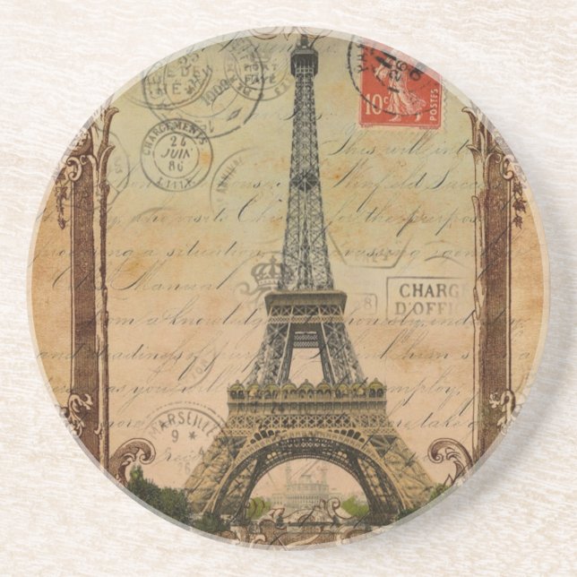 french country modern vintage paris eiffel tower coaster (Front)