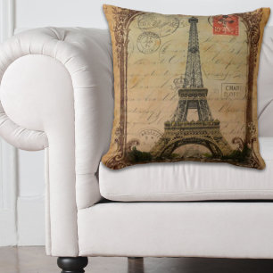french country modern vintage paris eiffel tower cushion