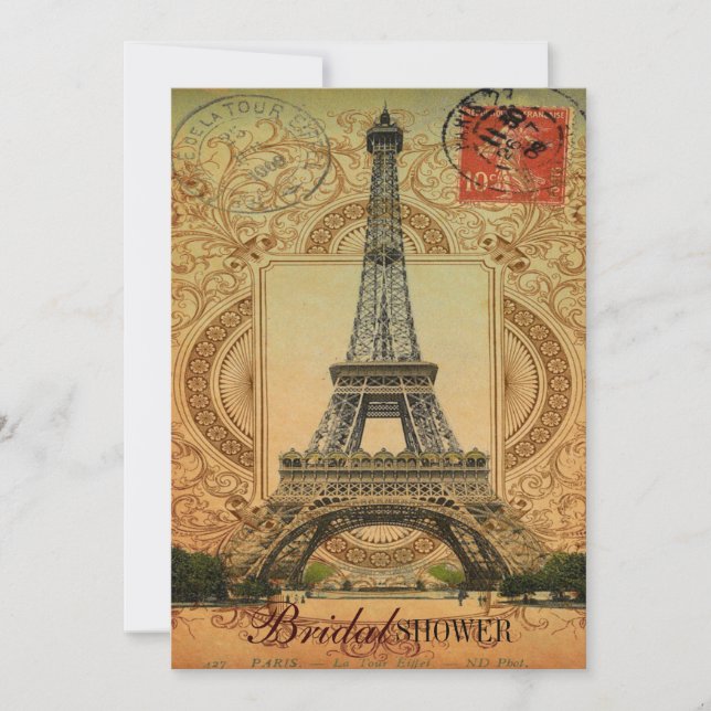 french country modern vintage paris eiffel tower invitation (Front)