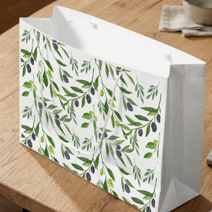 French Country Olive Pattern  Large Gift Bag