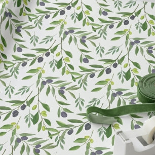 French Country Olive Pattern  Wrapping Paper