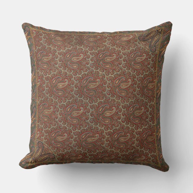 French Country Paisley Throw Pillow (Front)