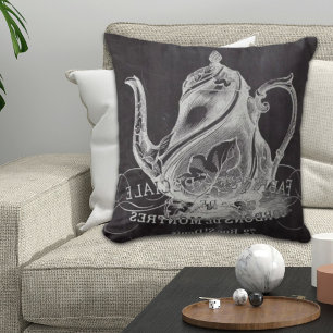 french country paris tea party chalkboard teapot cushion
