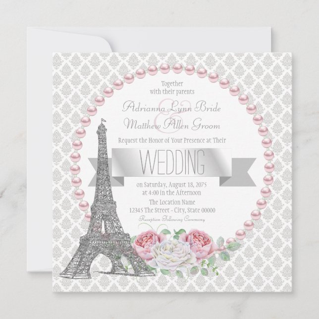 French Country Paris Wedding Invitation (Front)