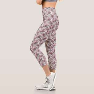 French Country Peony Capri Leggings