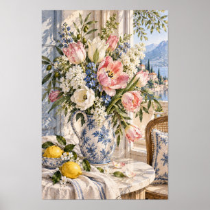 French Country Pink Tulip Lemon Lake Wall Art
