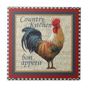 French Country Rooster Bon Appetit Tile