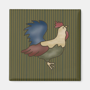French Country Rooster Green Fridge Magnet