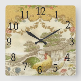 French Country Rooster Hen Chicken Coop Clock