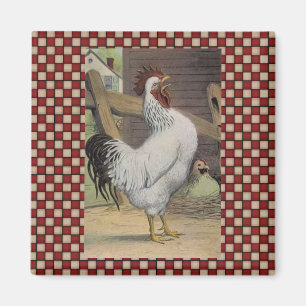 French Country Rooster Hen Fridge Magnet