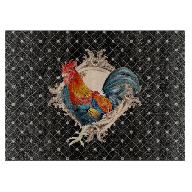French Country Roosters Vintage Antique Home Decor Cutting Board (Front)